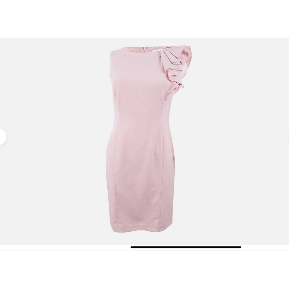 NWT Calvin Klein Petal Pink Ruffled Sleeveless Sheath Dress - Size 6